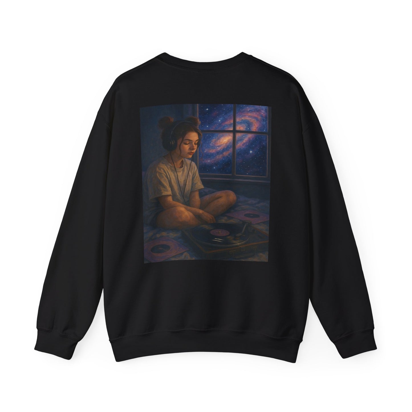 Galaxy Girl Sweatshirt Lo-Fi Cosmic Chill Vibes Crewneck by LapisWear