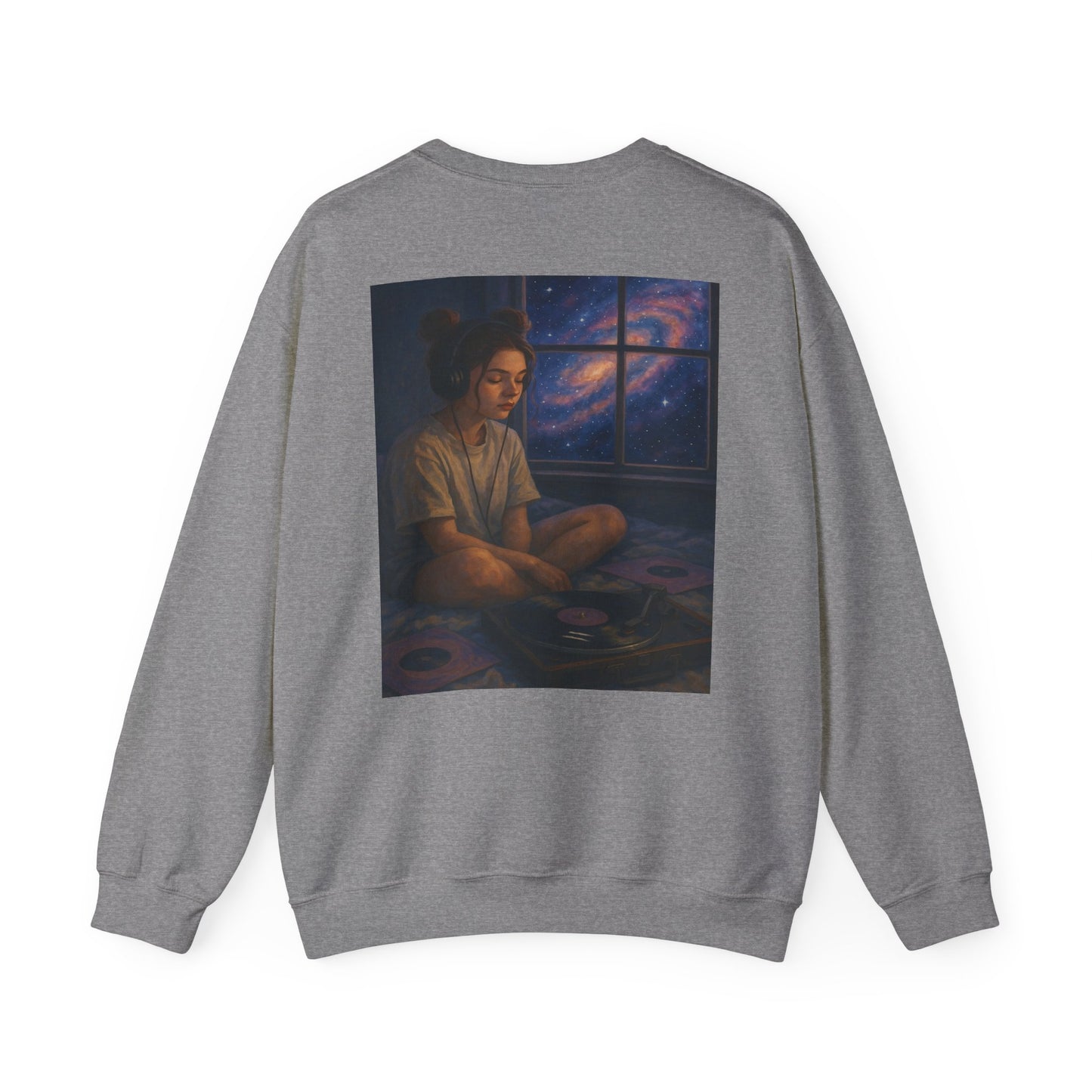Galaxy Girl Sweatshirt Lo-Fi Cosmic Chill Vibes Crewneck by LapisWear