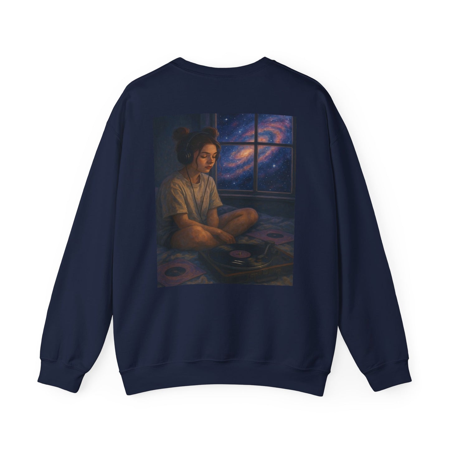 Galaxy Girl Sweatshirt Lo-Fi Cosmic Chill Vibes Crewneck by LapisWear