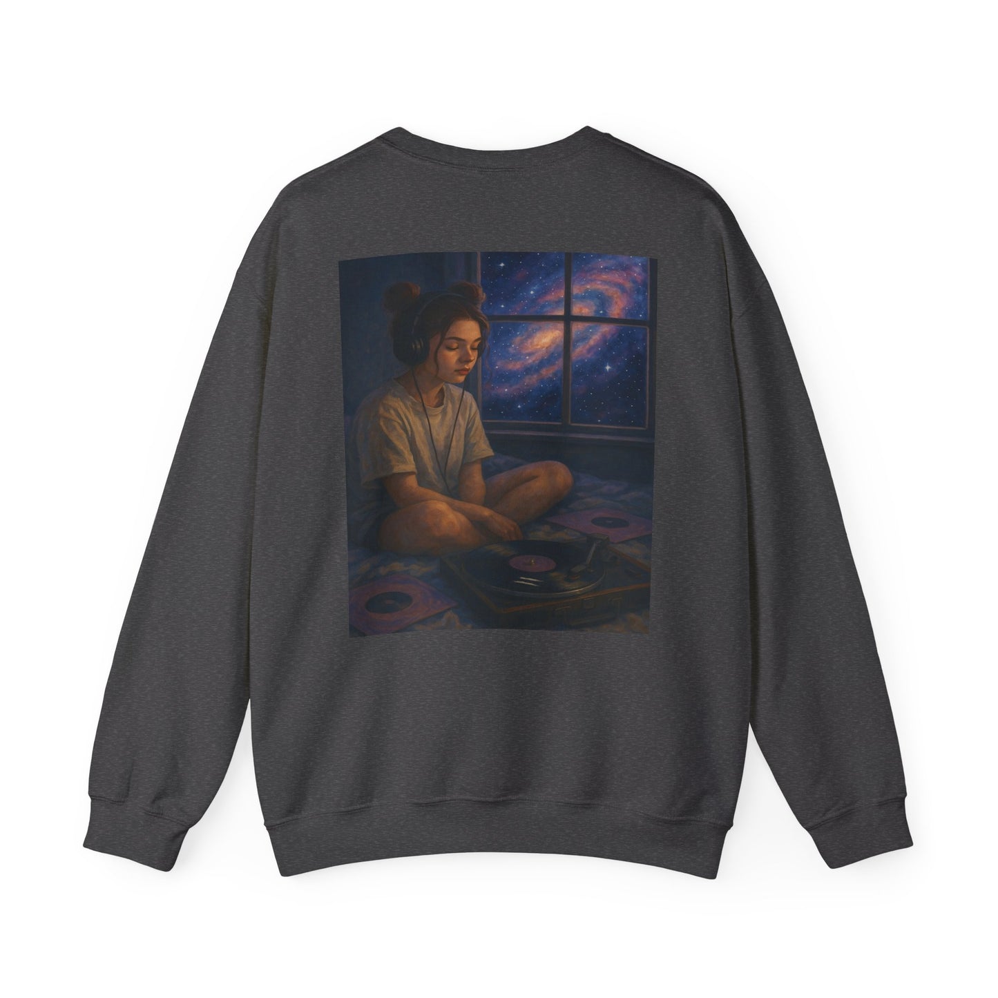 Galaxy Girl Sweatshirt Lo-Fi Cosmic Chill Vibes Crewneck by LapisWear